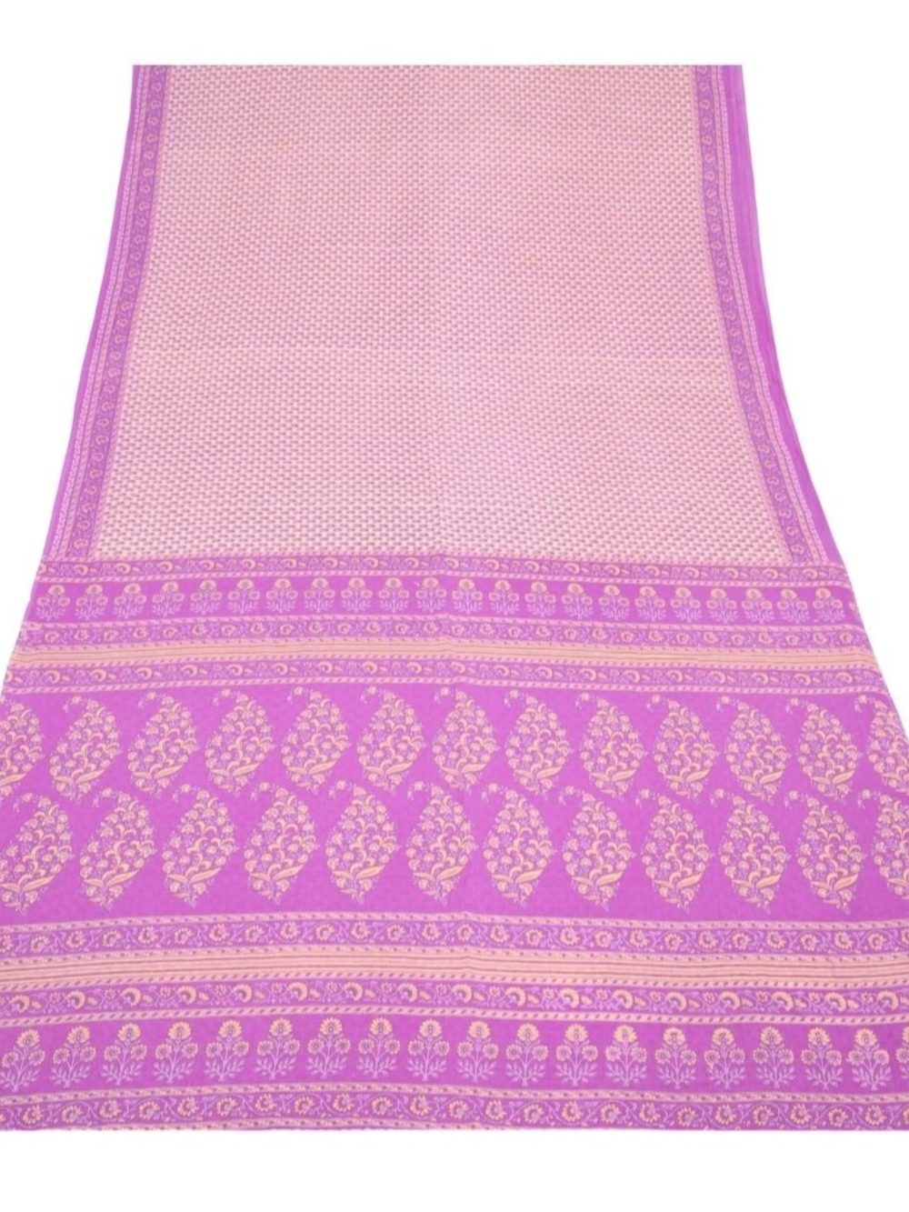 Purple And Orange Patterned Cotton Saree